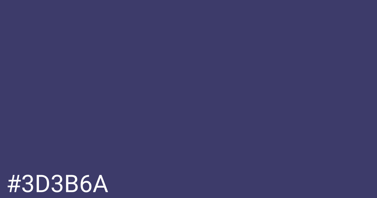 Hex color #3d3b6a graphic