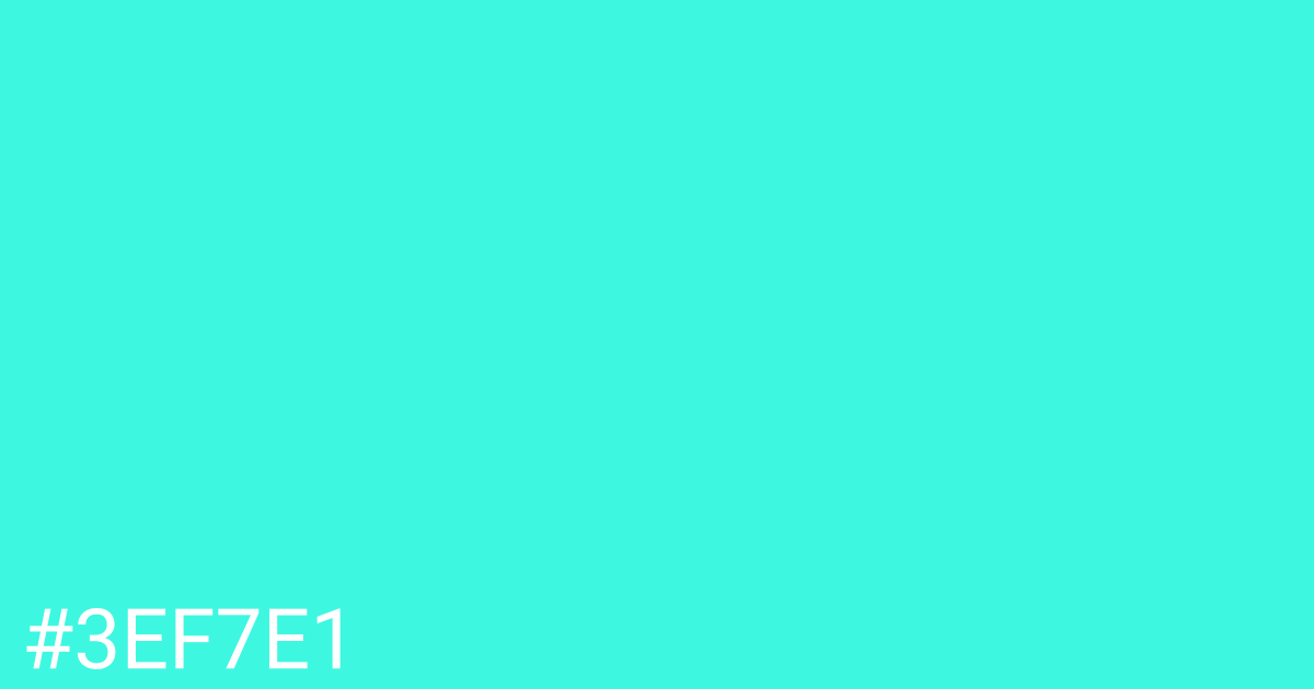 Hex color #3ef7e1 graphic