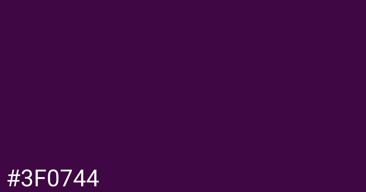 Hex color #3f0744 graphic