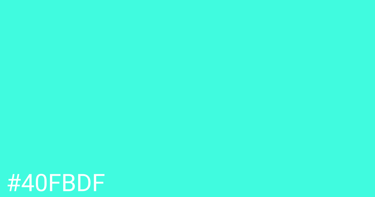 Hex color #40fbdf graphic