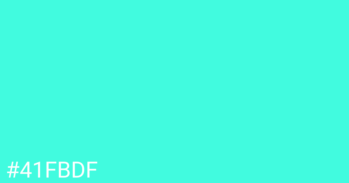 Hex color #41fbdf graphic