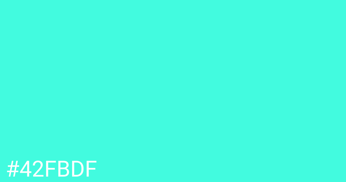 Hex color #42fbdf graphic