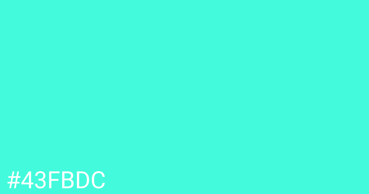 Hex color #43fbdc graphic