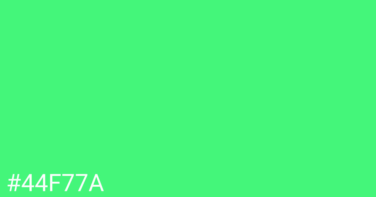 Hex color #44f77a graphic