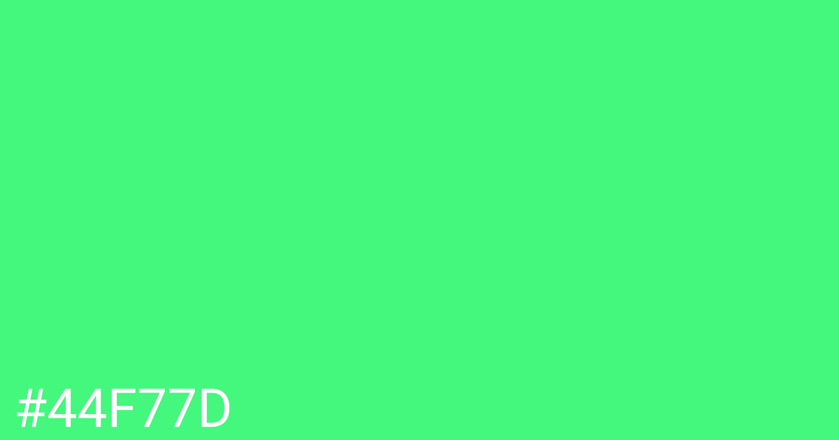 Hex color #44f77d graphic