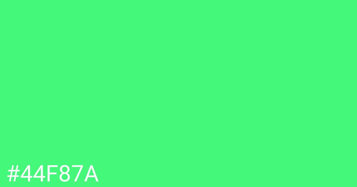 Hex color #44f87a graphic