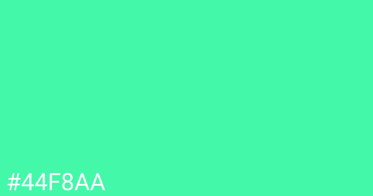 Hex color #44f8aa graphic