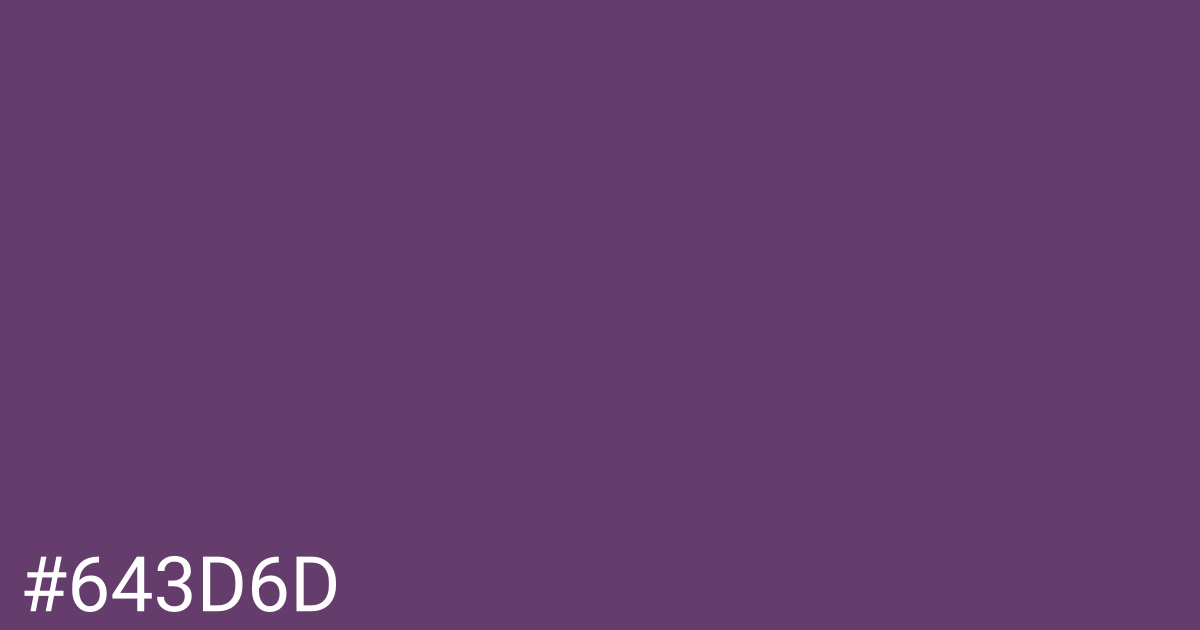 Hex color #643d6d graphic