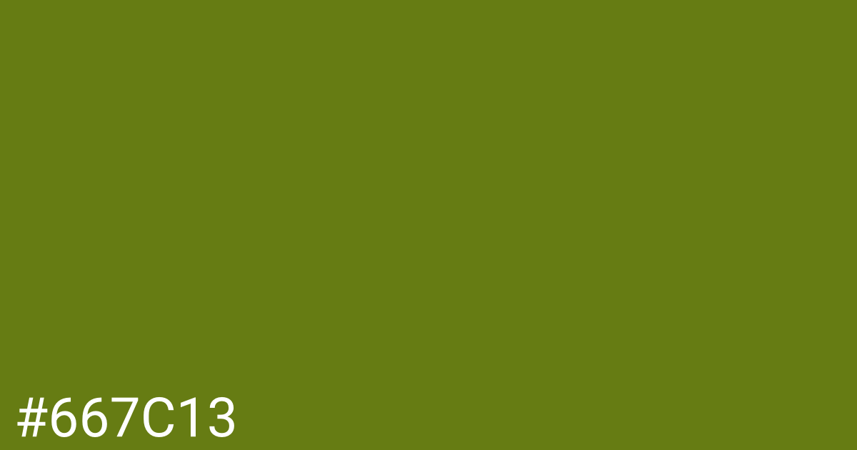 Hex color #667c13 graphic