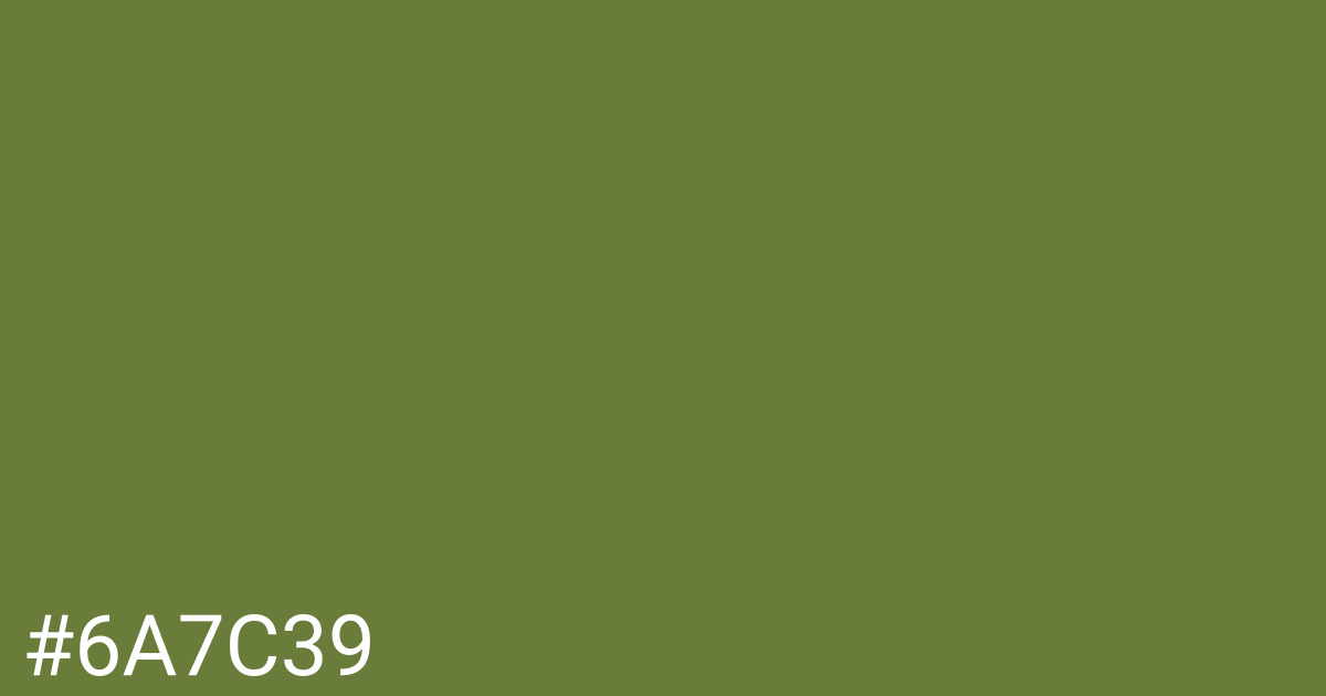 Hex color #6a7c39 graphic