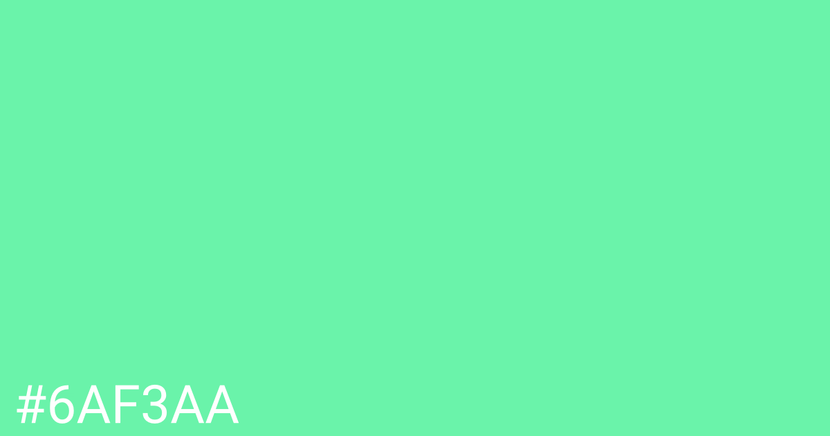 Hex color #6af3aa graphic