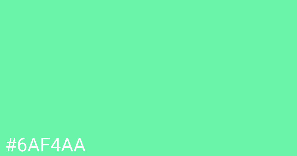 Hex color #6af4aa graphic