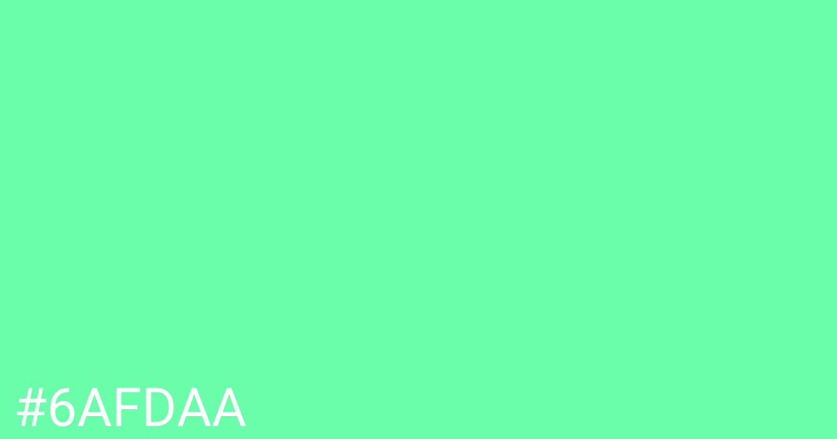 Hex color #6afdaa graphic