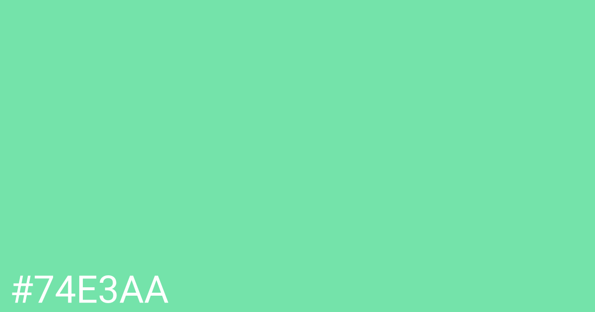 Hex color #74e3aa graphic