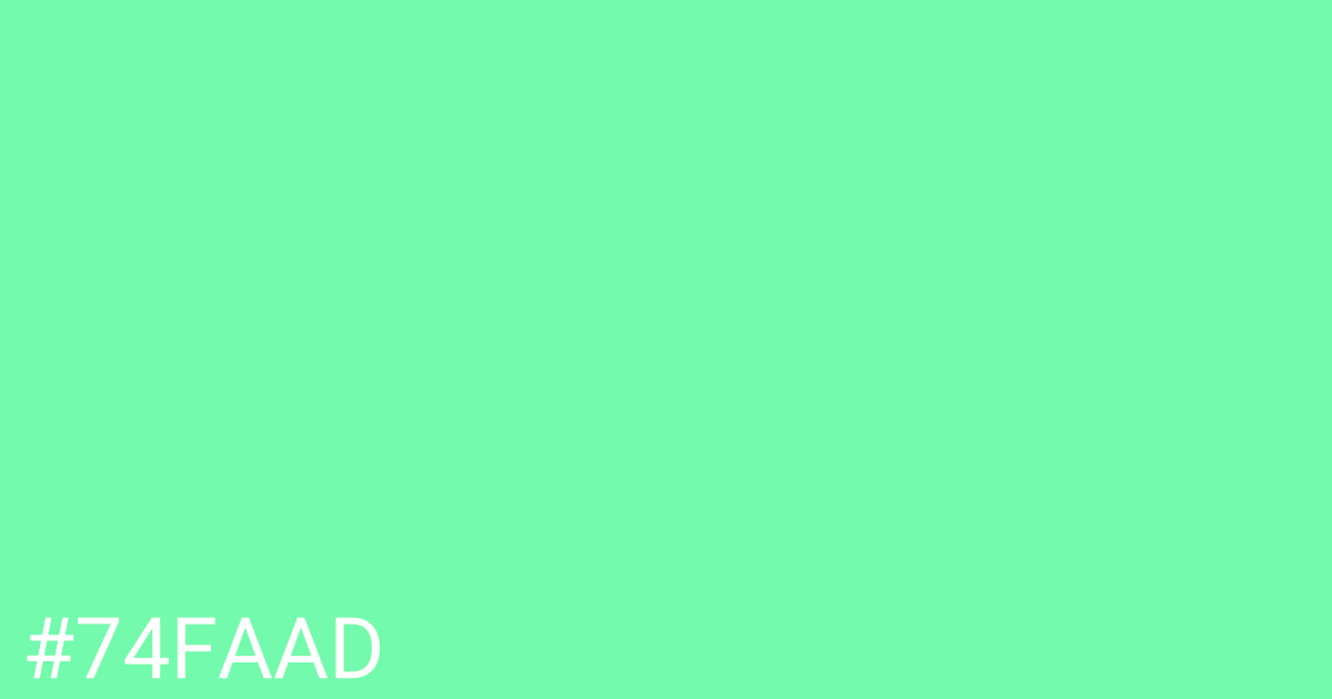 Hex color #74faad graphic