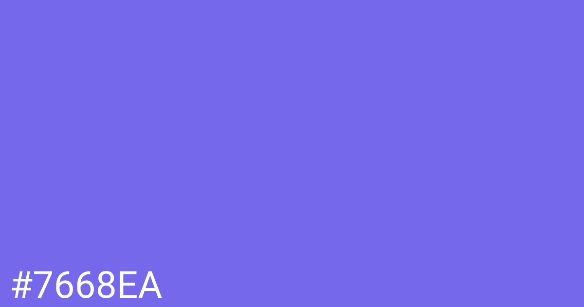 Hex color #7668ea graphic