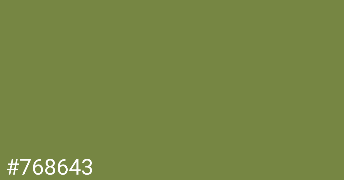 Hex color #768643 graphic