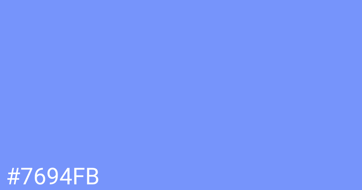 Hex color #7694fb graphic