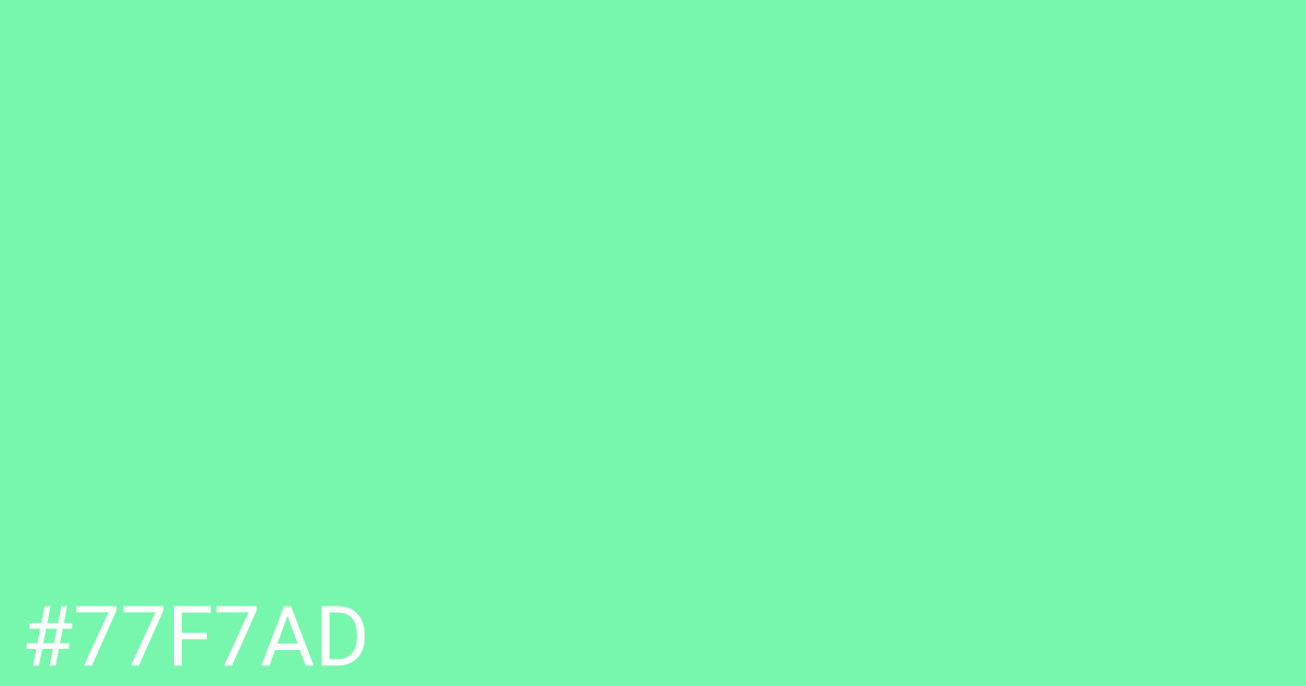Hex color #77f7ad graphic