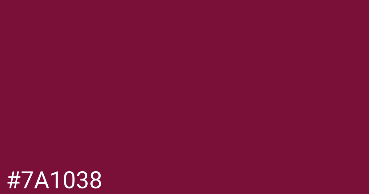 Hex color #7a1038 graphic