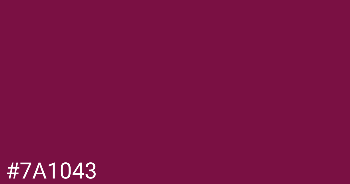 Hex color #7a1043 graphic