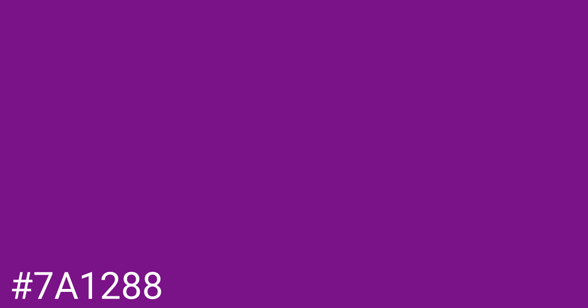 Hex color #7a1288 graphic