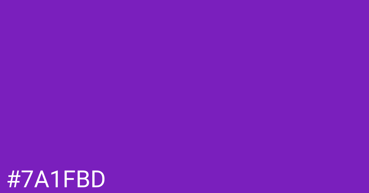 Hex color #7a1fbd graphic