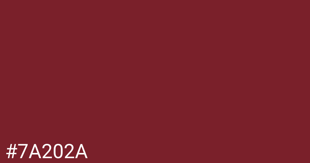 Hex color #7a202a graphic
