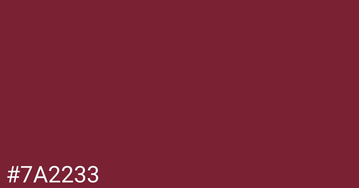 Hex color #7a2233 graphic