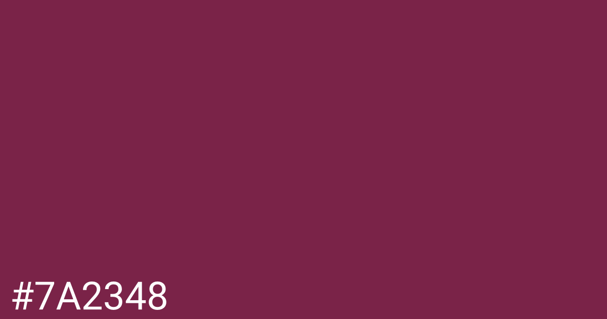 Hex color #7a2348 graphic