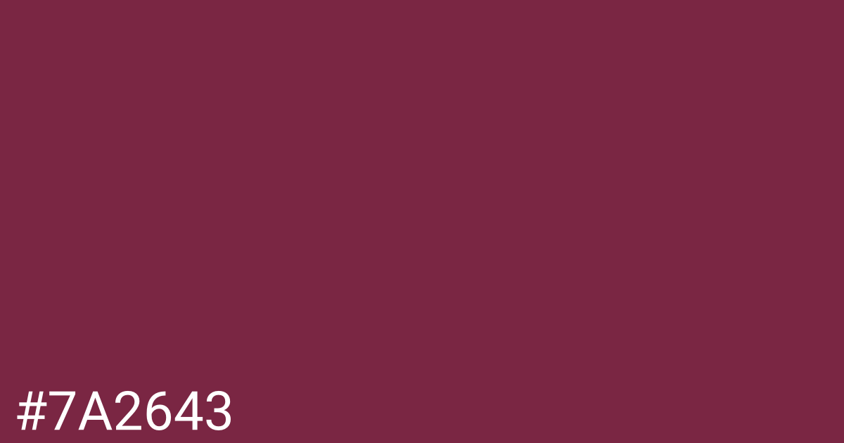 Hex color #7a2643 graphic