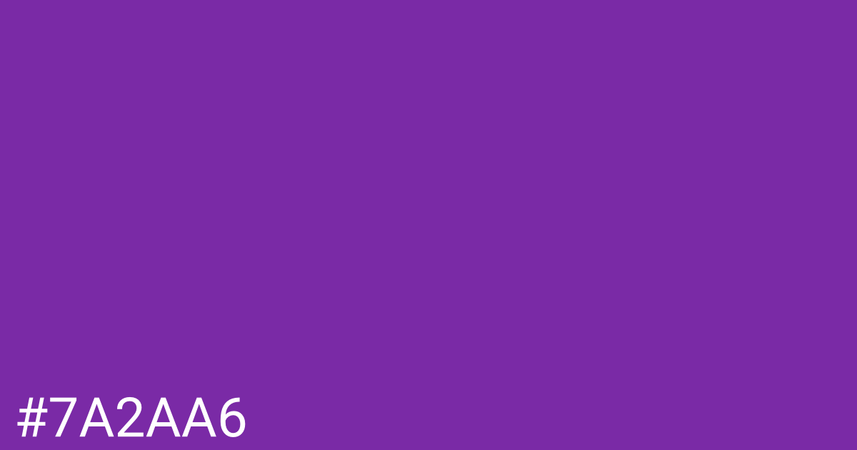 Hex color #7a2aa6 graphic