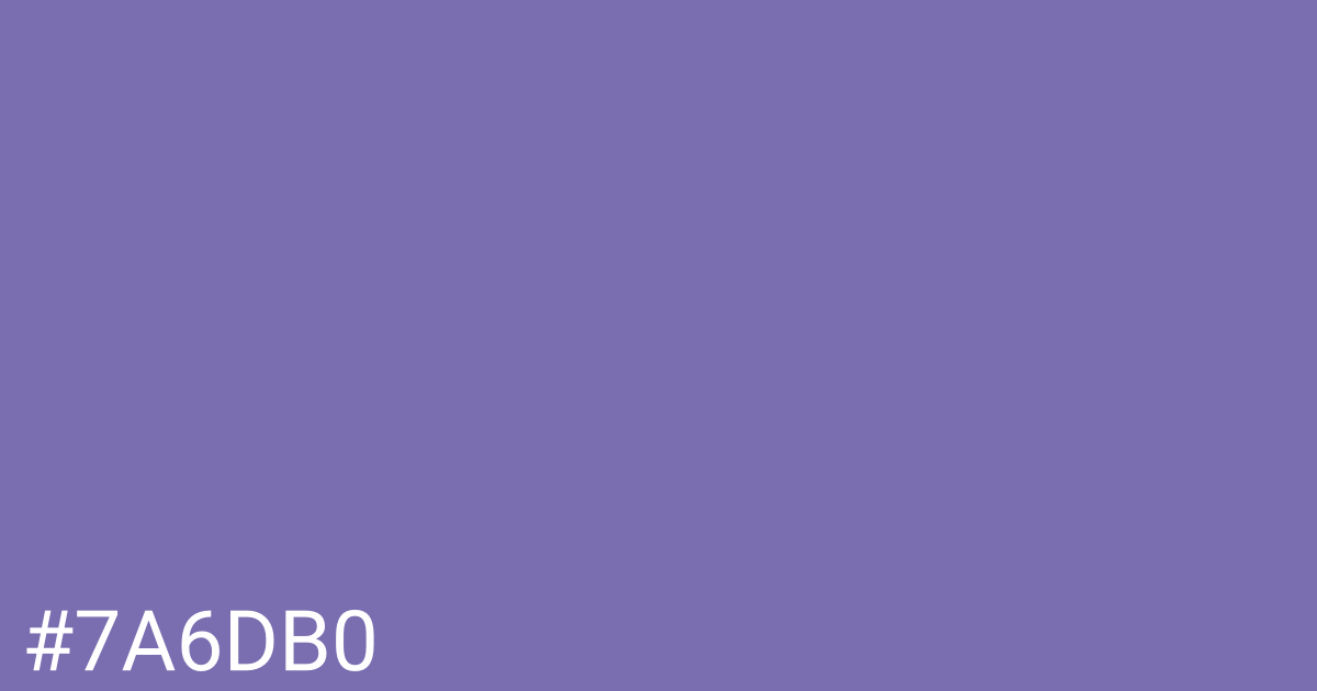 Hex color #7a6db0 graphic