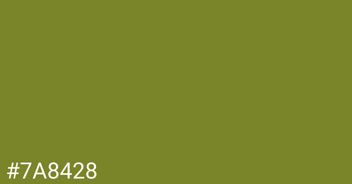 Hex color #7a8428 graphic