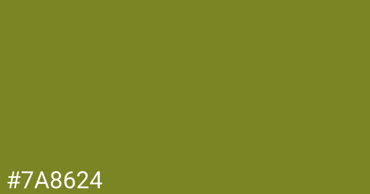 Hex color #7a8624 graphic