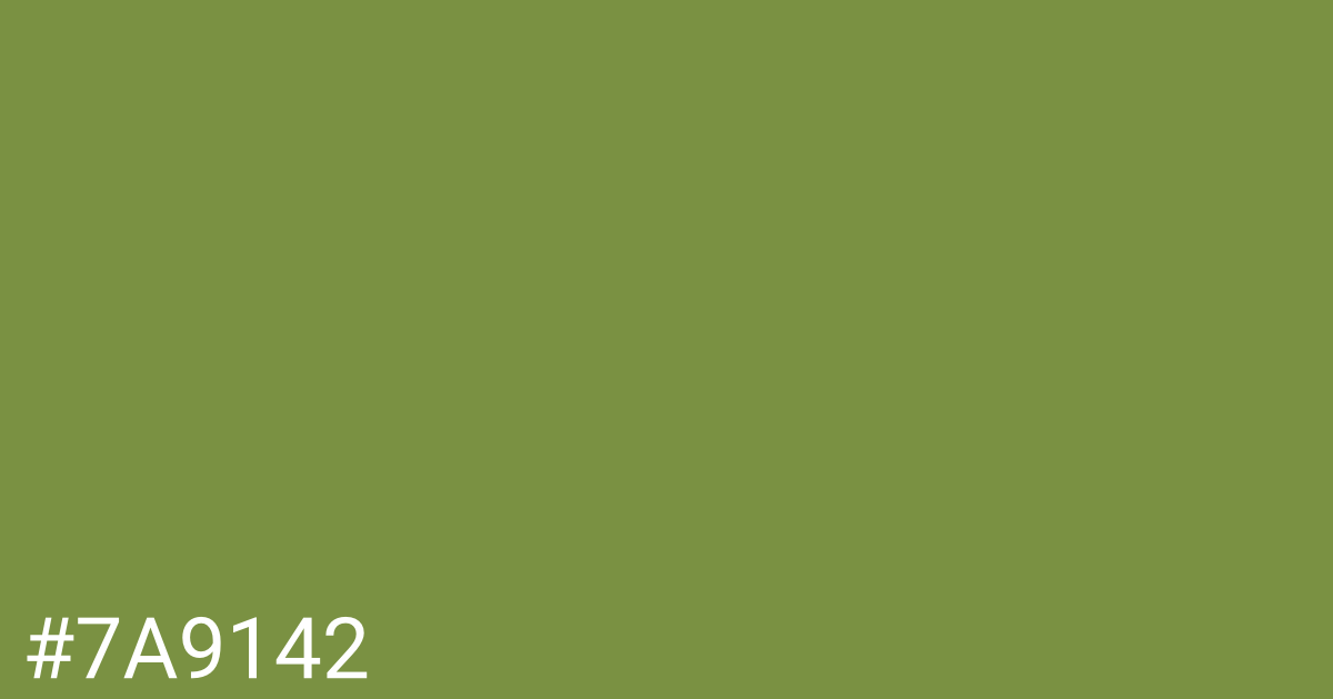 Hex color #7a9142 graphic