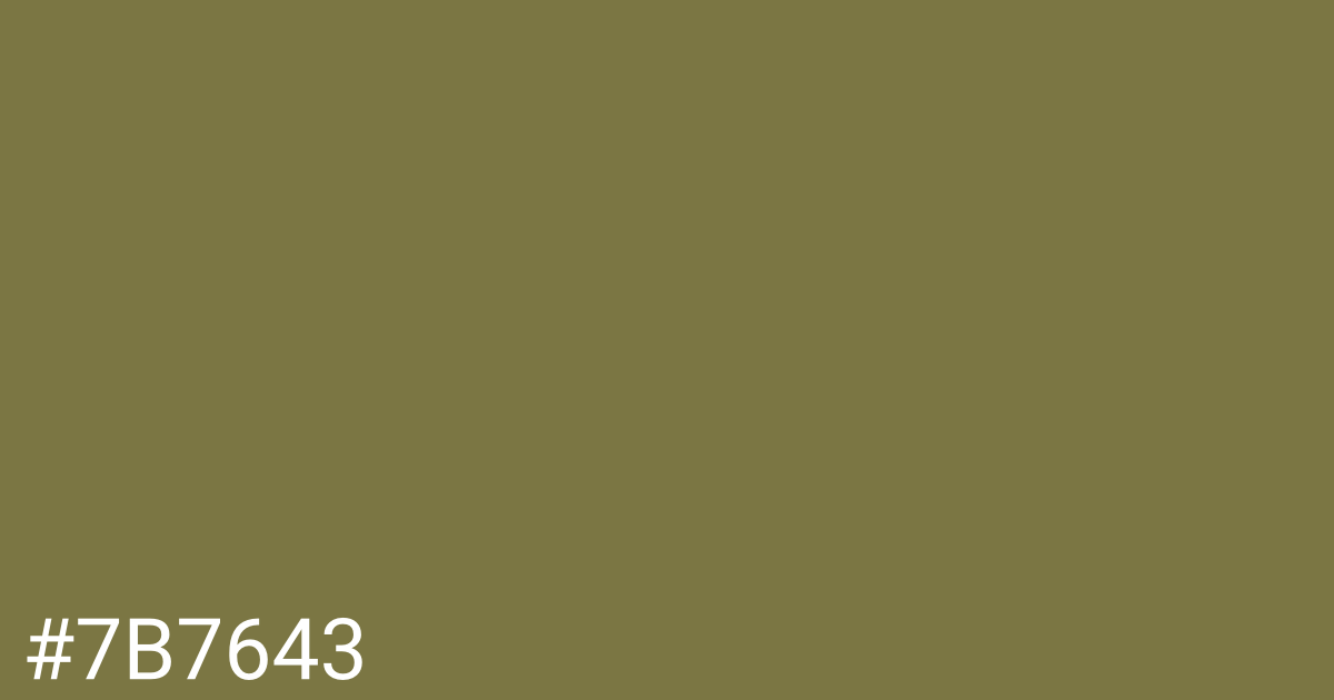 Hex color #7b7643 graphic