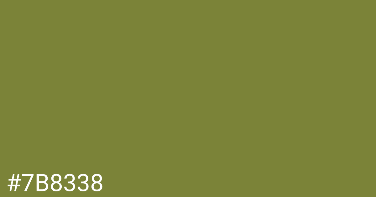Hex color #7b8338 graphic