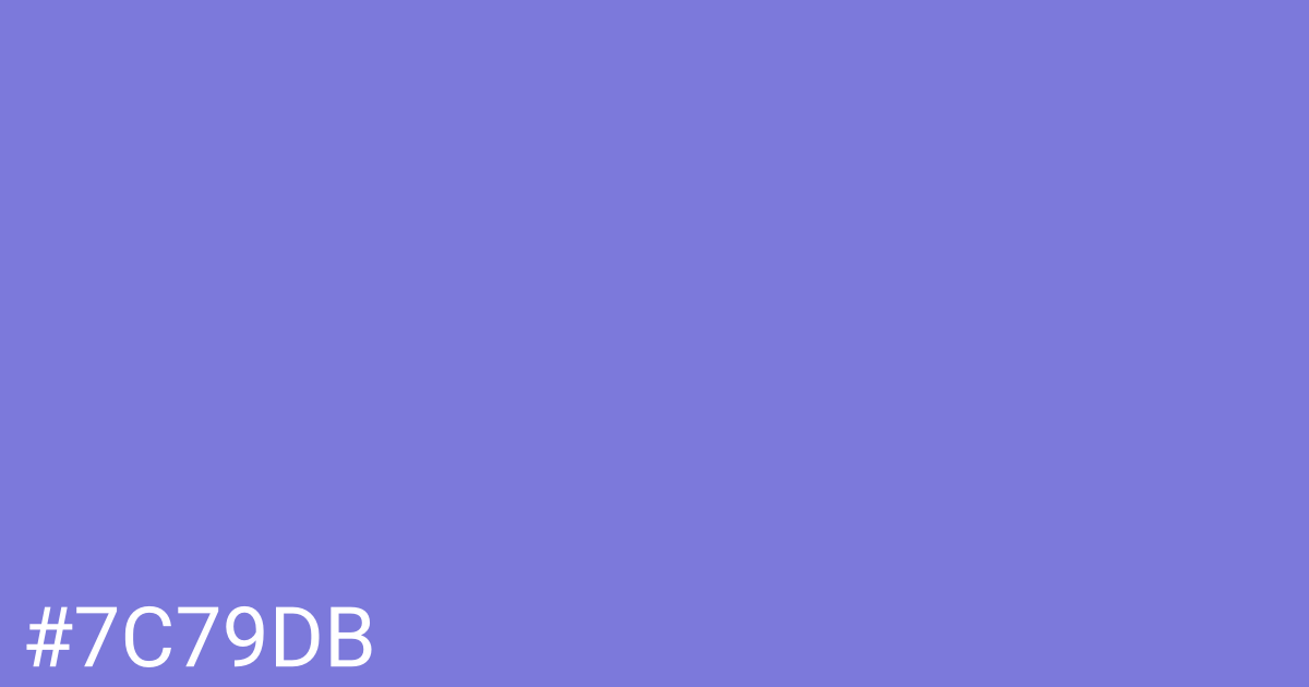 Hex color #7c79db graphic