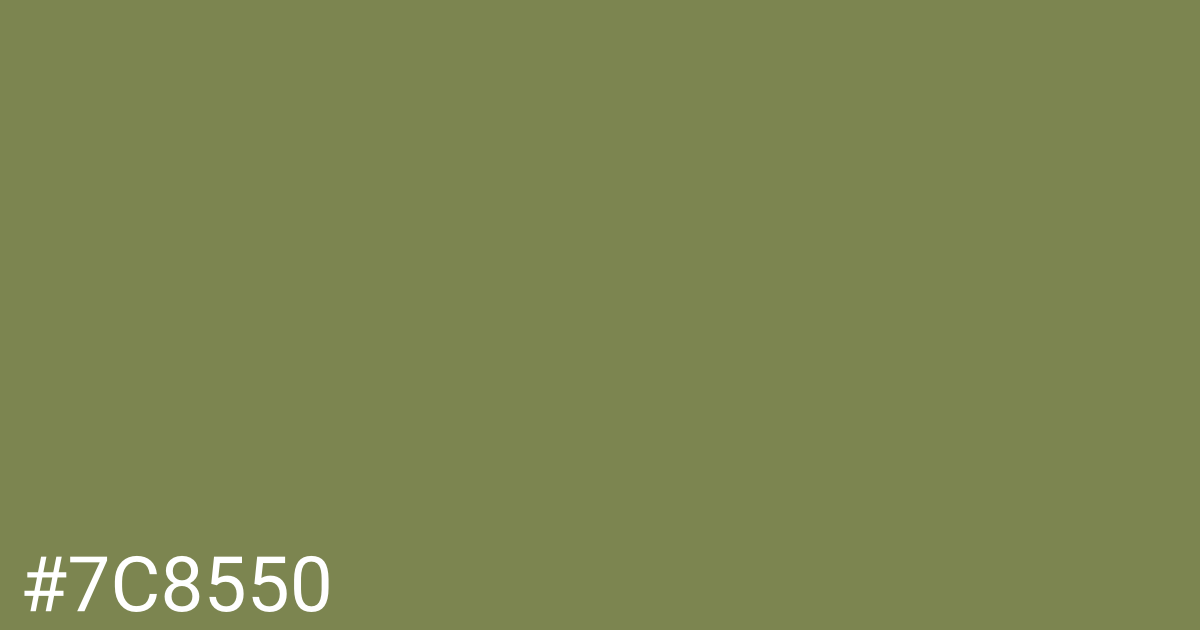 Hex color #7c8550 graphic