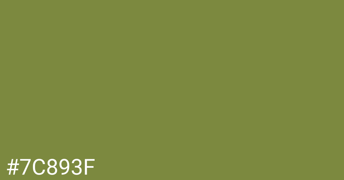 Hex color #7c893f graphic