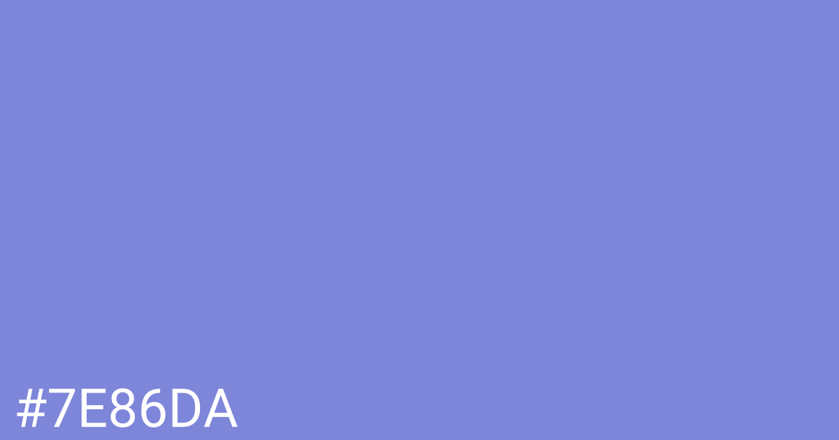 Hex color #7e86da graphic