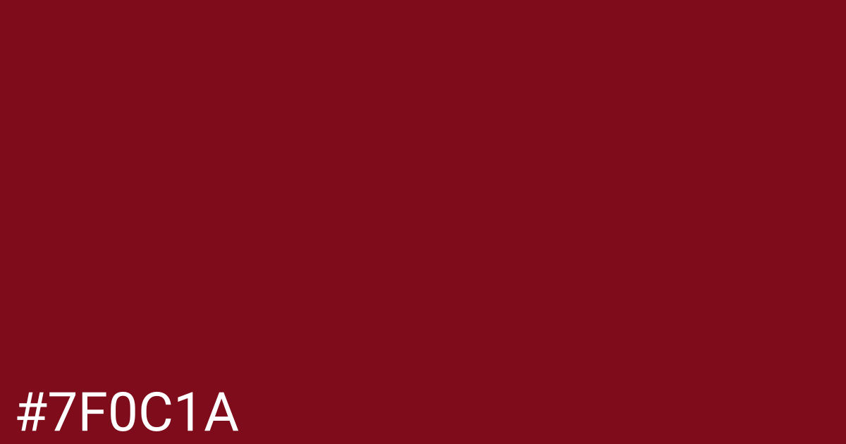 Hex color #7f0c1a graphic