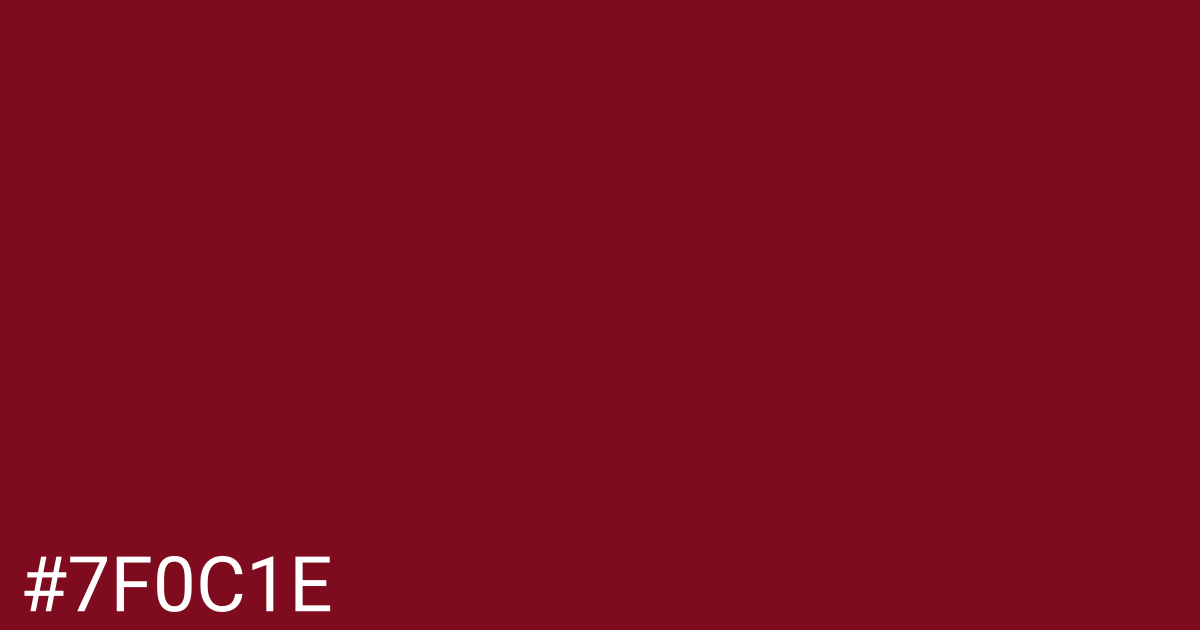 Hex color #7f0c1e graphic