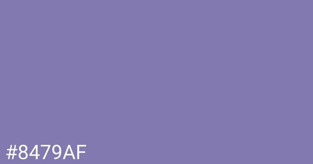 Hex color #8479af graphic