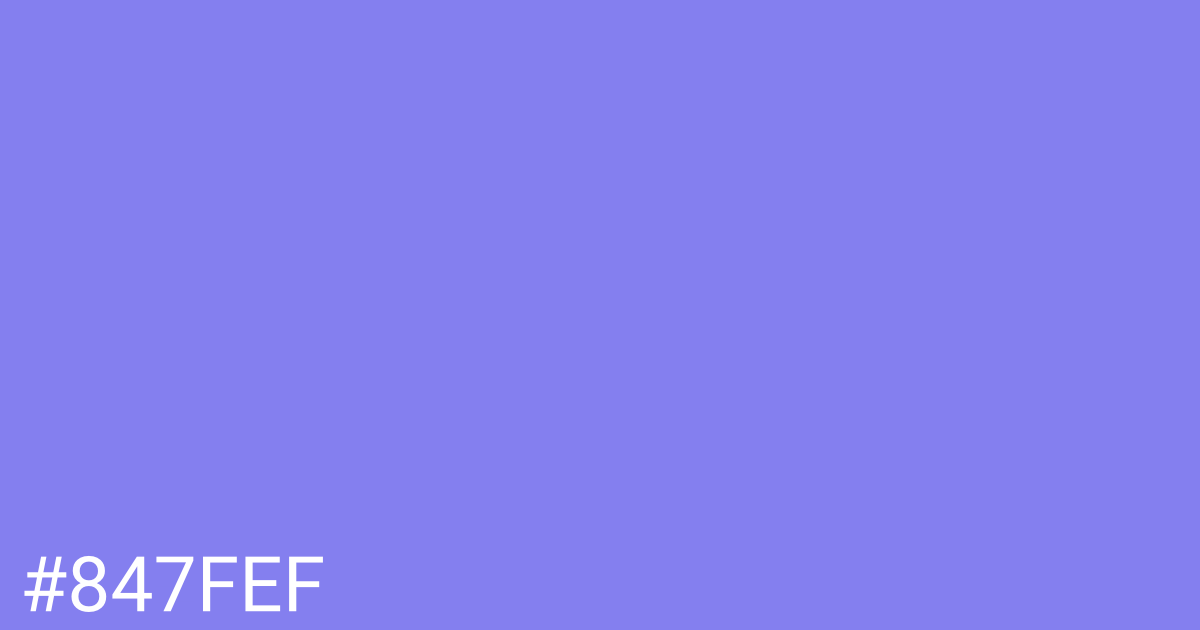 Hex color #847fef graphic