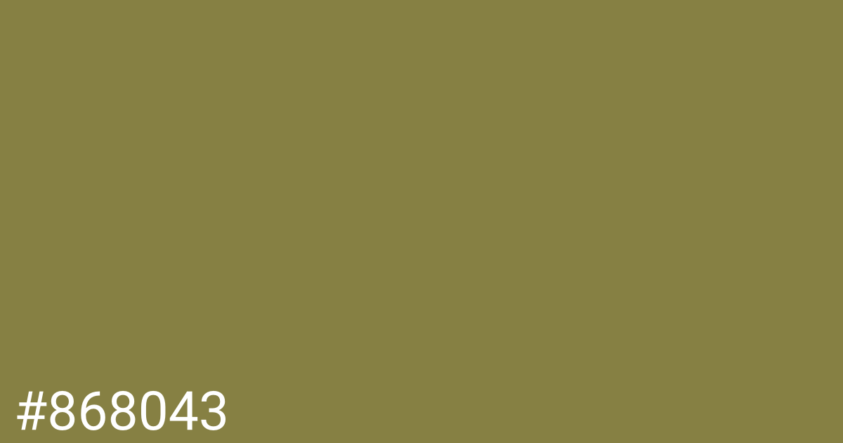 Hex color #868043 graphic