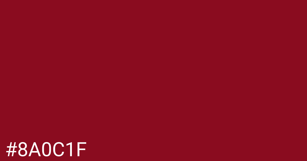 Hex color #8a0c1f graphic