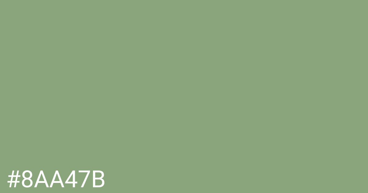 Hex color #8aa47b graphic