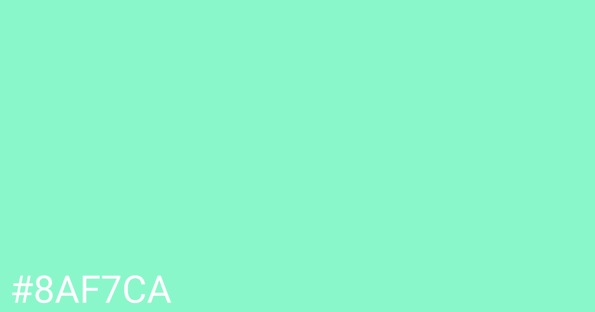 Hex color #8af7ca graphic